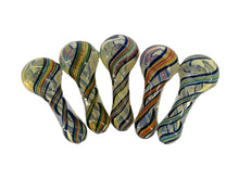 Load image into Gallery viewer, 4 1/4 Inch 7 Holes Colorful Twisted Line Triple Twisted Style Hand Pipe with Built-in Honeycomb Screen | Head Spoon Pipe