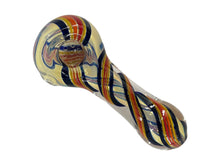 Load image into Gallery viewer, 4 1/4 Inch 7 Holes Colorful Twisted Line Triple Twisted Style Hand Pipe with Built-in Honeycomb Screen | Head Spoon Pipe