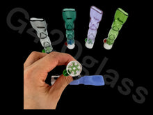 Load image into Gallery viewer, g420 glass chillum pipe with builtin honeycomb screens