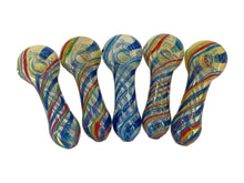 Load image into Gallery viewer, 4 1/4 Inch Colorful Twisted Line Dichroic Style Hand Pipe with Built-in Honeycomb Scree | Head Spoon Pipe