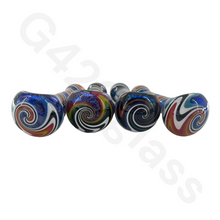 Load image into Gallery viewer, 4 1/2 Inch Twisted Dichroic Colorful Hand Pipe | Built-in Honeycomb Spoon Pipe