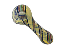 Load image into Gallery viewer, 4 1/4 Inch 7 Holes Colorful Twisted Line Triple Twisted Style Hand Pipe with Built-in Honeycomb Screen | Head Spoon Pipe