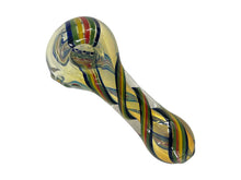 Load image into Gallery viewer, 4 1/4 Inch 7 Holes Colorful Twisted Line Triple Twisted Style Hand Pipe with Built-in Honeycomb Screen | Head Spoon Pipe
