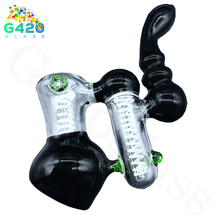 Load image into Gallery viewer, Double Downstem 7 Inches Bubbler | Heavy Duty - Black&Clear