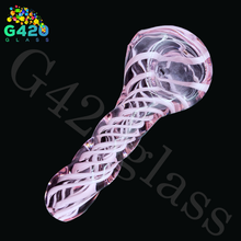 Load image into Gallery viewer, 4 Inch Hand Pipes | Pink Twist Style Glass Smoking Pipes