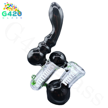 Load image into Gallery viewer, Double Downstem 7 Inches Bubbler | Heavy Duty - Black&Clear