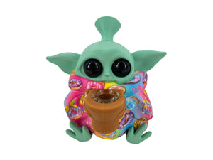 1set Baby Yoda Silicone Pipe Glass Bowl Star Wars Collectable Colorful Pattern with Lid
