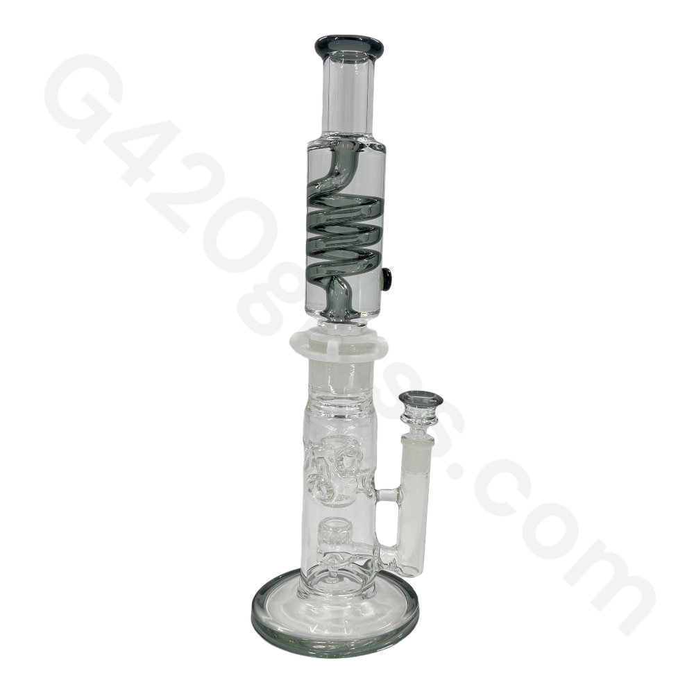 15 Inch G420glass Freezable Coil Bong Double Percolator | Beaker Bong
