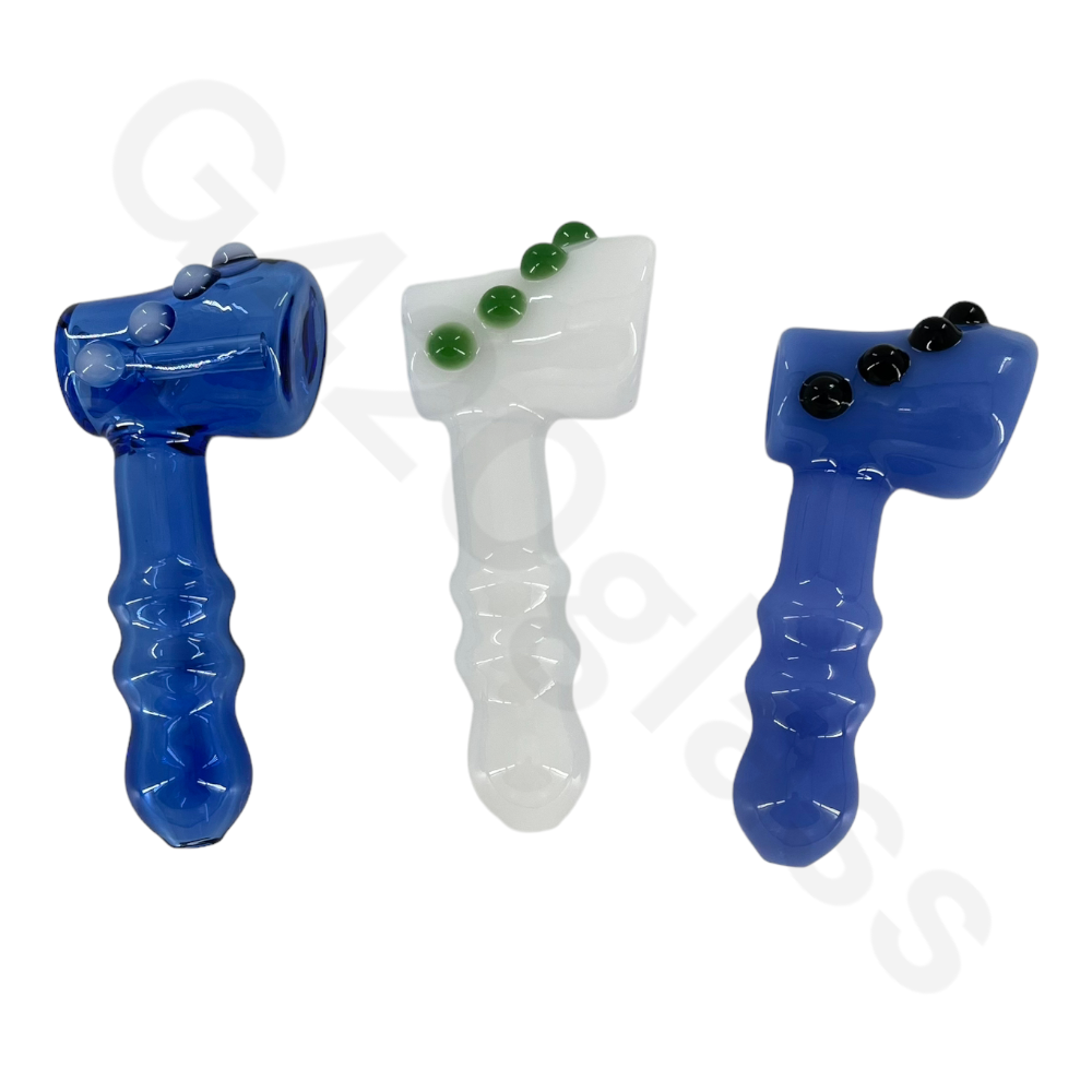 5 Inch Heavy Duty Hammer Hand Pipes with Colorful Beads | Spoon Pipe