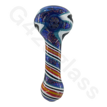 Load image into Gallery viewer, 4 1/2 Inch Twisted Dichroic Colorful Hand Pipe | Built-in Honeycomb Spoon Pipe
