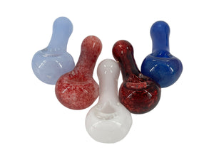 4 1/4 Inch Colorful Frits Powder Style Hand Pipe with Built-in Honeycomb Screen | Head Spoon Pipe