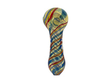Load image into Gallery viewer, 4 1/4 Inch Colorful Twisted Line Dichroic Style Hand Pipe with Built-in Honeycomb Scree | Head Spoon Pipe
