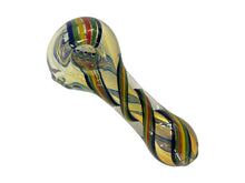 Load image into Gallery viewer, 4 1/4 Inch 7 Holes Colorful Twisted Line Triple Twisted Style Hand Pipe with Built-in Honeycomb Screen | Head Spoon Pipe
