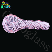 Load image into Gallery viewer, 4 Inch Hand Pipes | Pink Twist Style Glass Smoking Pipes
