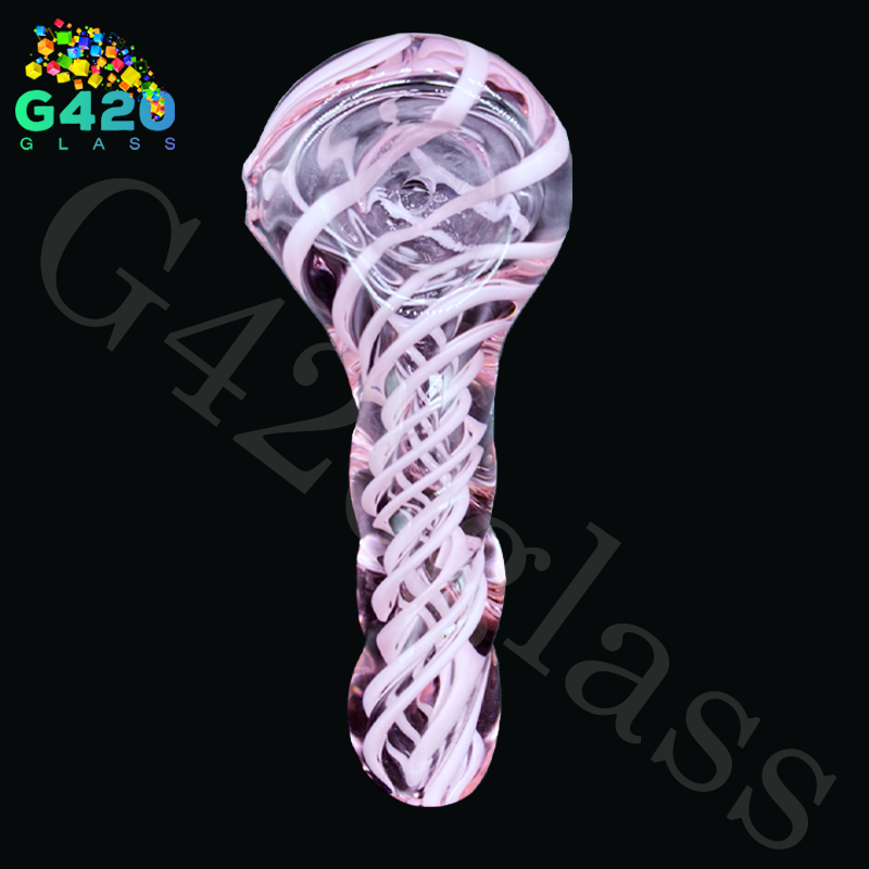 4 Inch Pink Hand Pipes  Twist Style Glass Smoking Hand Pipes - G420glass