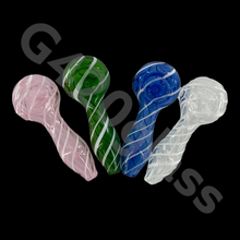 Load image into Gallery viewer, 4 Inch Single Line Swirl Glass Spoon Pipe | Variety Color
