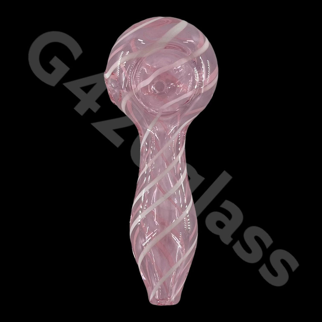 4 Inch Single Line Swirl Glass Spoon Pipe | Variety Color