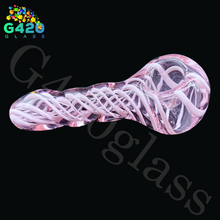 Load image into Gallery viewer, 4 Inch Hand Pipes | Pink Twist Style Glass Smoking Pipes
