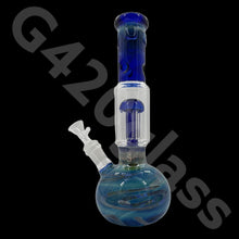 Load image into Gallery viewer, 11 Inch Beaker Base Ice Bong with Vase Style Base and Blue Mouthpiece
