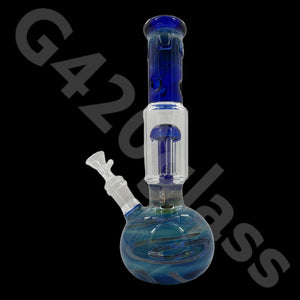 11 Inch Beaker Base Ice Bong with Vase Style Base and Blue Mouthpiece