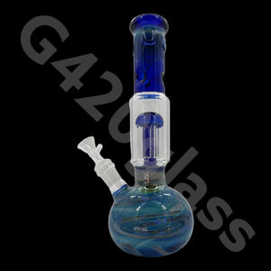 11 Inch Beaker Base Ice Bong with Vase Style Base and Blue Mouthpiece