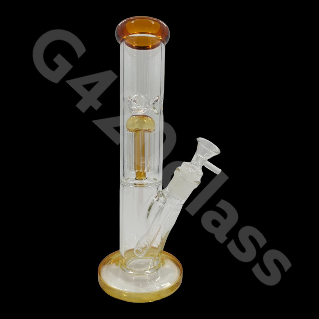 12 Inch Hexagon Base Straight Beaker Bongs with Tree Perc| Amber
