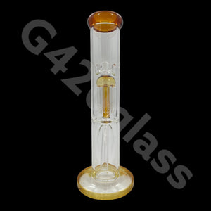 12 Inch Hexagon Base Straight Beaker Bongs with Tree Perc| Amber