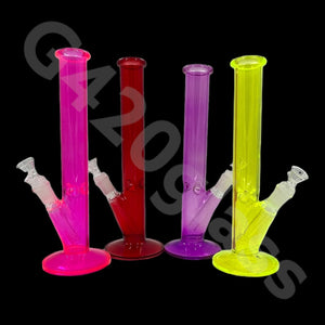 12 Inch Straight Cylinder Neon Glass Ice Smoking Bong | Multi Color