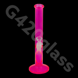 12 Inch Straight Cylinder Neon Glass Ice Smoking Bong | Multi Color
